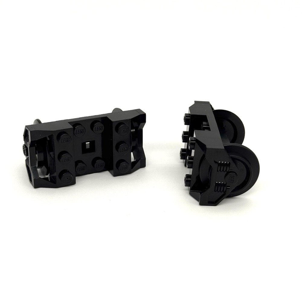 LEGO Train Wheel RC Black Holder with Wheels Metal Axle 2878c01 Lot of 2